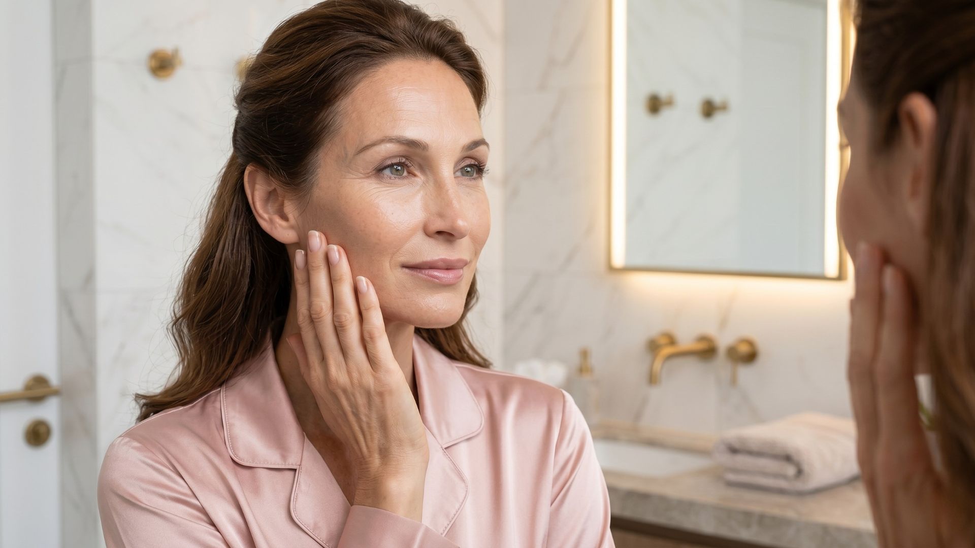 kobieta po 40-stce zmarszczki na policzkach